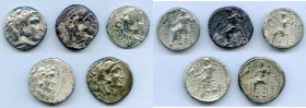 ANCIENT LOTS. Greek. Macedonian Kingdom. Ca. 4th-3rd centuries. Lot of five (5) AR tetradrachms. Fine-VF. Includes: (5) Mixed rulers, Zeus seated reve...