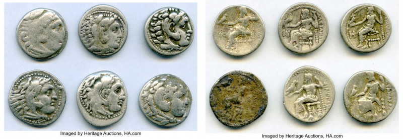 ANCIENT LOTS. Greek. Macedonian Kingdom. Ca. 336-317 BC. Lot of six (6) AR drach...