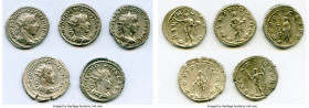 ANCIENT LOTS. Roman Imperial. Lot of five (5) AR antoniniani. Choice VF-Choice XF. Includes: AR antoniniani (5), various rulers. Total five (5) coins ...