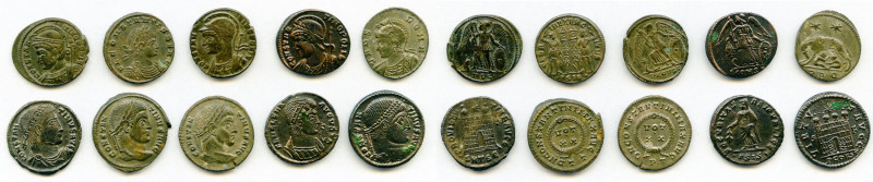 ANCIENT LOTS. Roman Imperial. AD 4th century. Lot of ten (10) AE3 or BI nummi. C...