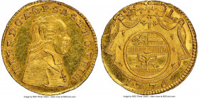 Salzburg. Hieronymus gold 1/4 Ducat 1776 MS64 NGC, KM443. First year of three year type. 

HID09801242017

© 2020 Heritage Auctions | All Rights R...
