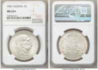 Franz Joseph I 5 Corona 1907 MS63+ NGC, KM2807. White satin surfaces. 

HID09801242017

© 2020 Heritage Auctions | All Rights Reserved