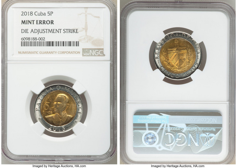 Republic Mint Error - Die Adjustment Strike 5 Pesos 2018 NGC, KM967. 

HID0980...