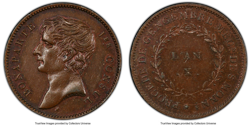 Napoleon copper Specimen Essai 40 Francs L'An X (1801/1802) SP58 PCGS, Maz-581a....