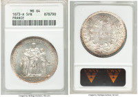 Republic 5 Francs 1873-A MS64 ANACS, Paris mint, KM820.1, Gad-745a. 

HID09801242017

© 2020 Heritage Auctions | All Rights Reserved