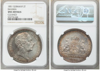 Pair of Certified Assorted 5 Marks NGC, 1) Bavaria. Maximilian II 2 Taler 1851 - UNC Details (Cleaned), KM837 2) Nassau. Adolph 2 Taler 1860 - XF Deta...