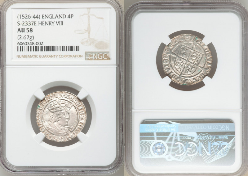 Henry VIII (1509-1547) Groat ND (1526-1544) AU58 NGC, London mint, Second Coinag...