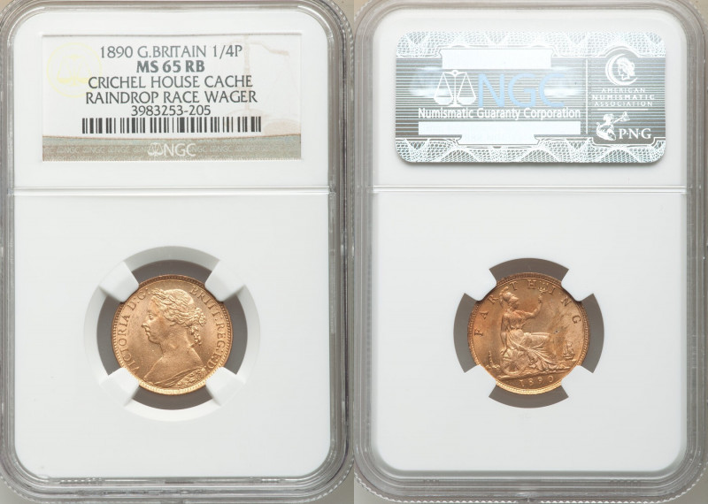 Victoria 3-Piece Lot of Certified Farthings 1890 MS65 Red and Brown NGC, KM753, ...