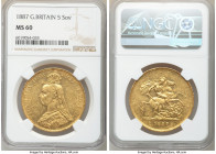 Victoria gold 5 Pounds 1887 MS60 NGC, KM769, S-3864. AGW 1.1775 oz. 

HID09801242017

© 2020 Heritage Auctions | All Rights Reserved