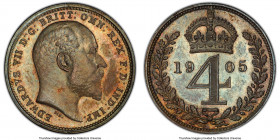 Edward VII 4-Piece Certified Prooflike Maundy Set 1905 PCGS, 1) Penny - PL66, S-3989 2) 2 Pence - PL66, S-3988 3) 3 Pence - PL64, S-3987 4) 4 Pence - ...