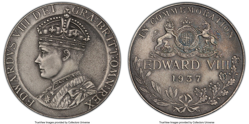 Edward VIII silver plated copper Matte Specimen Medal 1937-Dated SP64 PCGS, Gior...