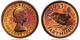 Elizabeth II Proof Farthing 1953 PR65 Red and Brown PCGS, KM881, S-4156. Yellow and red toned. 

HID09801242017

© 2020 Heritage Auctions | All Ri...