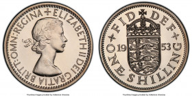 Elizabeth II Proof Shilling 1953 PR66 PCGS, KM890, S-4139. English reverse. 

HID09801242017

© 2020 Heritage Auctions | All Rights Reserved