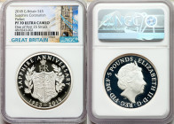 Elizabeth II silver Proof Piefort "Sapphire Jubilee" 5 Pounds 2018 PR70 Ultra Cameo NGC, KM-Unl. One of the first 25 struck. A flawless specimen with ...