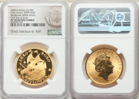 Elizabeth II gold Proof "Mayflower 400th Anniversary" 100 Pounds (1 oz) 2020 PR70 Ultra Cameo NGC, KM-Unl. Mintage: 500. First day of issue Mayflower ...