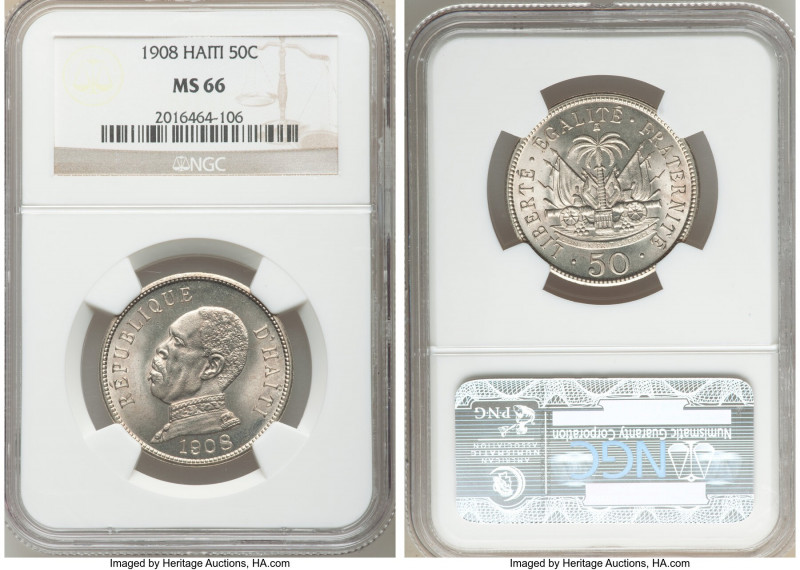 Republic 50 Centimes 1908 MS66 NGC, KM56.

HID09801242017

© 2020 Heritage A...