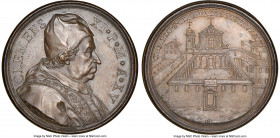 Papal States. Clement XI bronze Medal Anno XV (1714)-Dated MS64 Brown NGC, Bartolotti-E-715. 38mm. By Hamerani. CLEMENS XI P M A XV bust right / TEMPL...
