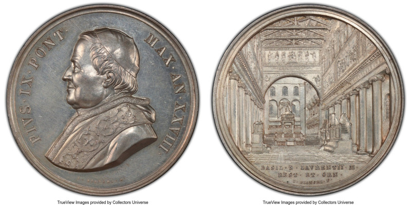 Papal States. Pius IX silver Specimen Medal Anno XXVIII (1873) SP63 PCGS, Rinald...