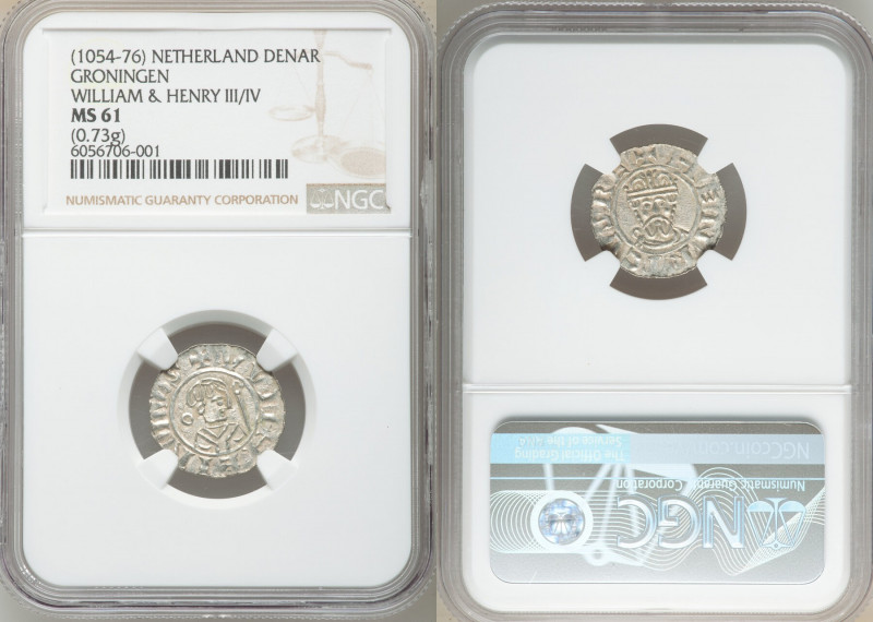 Groningen. William & Henry III/IV Denar ND (1054-1076) MS61 NGC, llisch I, 18.10...