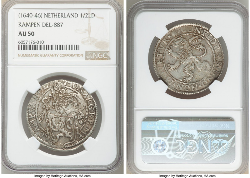 Kampen. City 1/2 Lion Daalder ND (1640-1646) AU50 NGC, Delm-887. 

HID09801242...