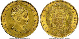 Isabel II gold 80 Reales 1844 B-PS MS62+ NGC, Barcelona mint, KM5779. De Vellon - Large bust. 

HID09801242017

© 2020 Heritage Auctions | All Rig...