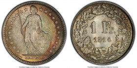 Confederation Franc 1914-B MS66 PCGS, Bern mint, KM24. Olive-brown, gold, teal and brown toning. 

HID09801242017

© 2020 Heritage Auctions | All ...