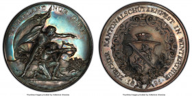 Confederation silver Specimen "Zurich - Winterthur Shooting Festival" Medal 1891 SP63 PCGS, Richter-1746a. 45mm. By H. Bovy. Pink, gray and neon blue ...