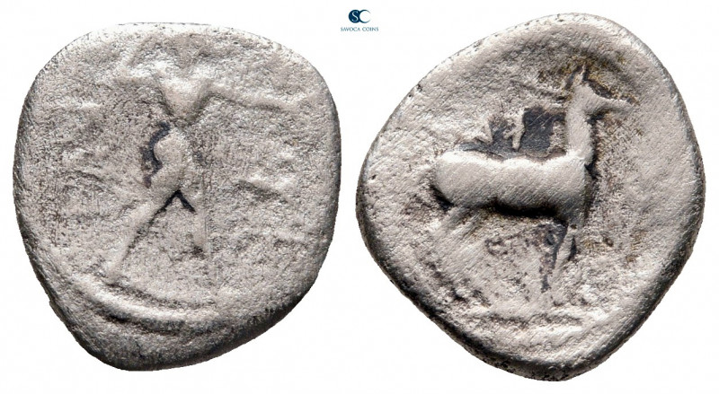 Bruttium. Kaulonia circa 475-425 BC. 
1/3 Stater AR

13 mm, 1,97 g



fin...