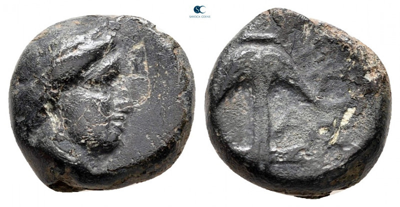 Thrace. Apollonia Pontica circa 350-300 BC. 
Dichalkon Æ

12 mm, 2,45 g


...