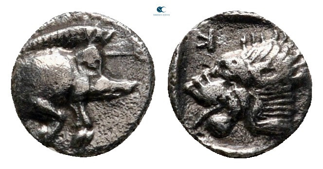 Mysia. Kyzikos circa 450-400 BC. 
Hemiobol AR

7 mm, 0,26 g



very fine