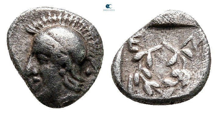 Aiolis. Elaia circa 450-400 BC. 
Hemiobol AR

8 mm, 0,48 g



very fine