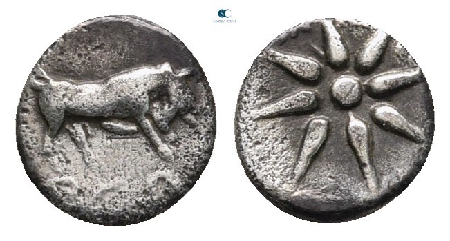 Ionia. Magnesia ad Maeander circa 400-350 BC.
Tetartemorion AR

7 mm, 0,26 g...