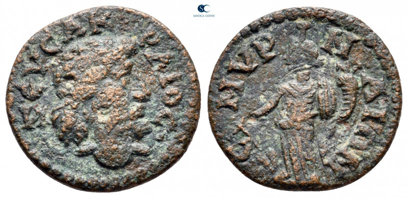 Ionia. Smyrna. Pseudo-autonomous issue AD 193-235. 
Bronze Æ

17 mm, 2,78 g
...