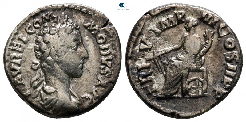 Commodus AD 180-192. Rome
Denarius AR

17 mm, 3,14 g



very fine