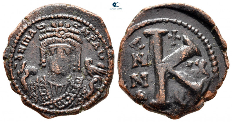 Maurice Tiberius AD 582-602. Theoupolis (Antioch)
Half Follis or 20 Nummi Æ

...