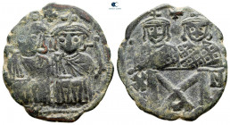 Leo IV with Constantine VI, Constantine V and Leo III AD 775-780. Constantinople. Follis Æ