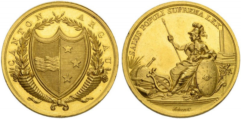 SCHWEIZ. AARGAU. Medaillen. Verdienstmedaille in Gold o. J. (um 1820). Stempel v...