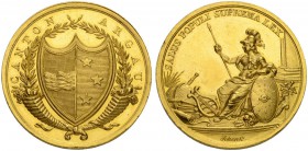 SCHWEIZ. AARGAU. Medaillen. Verdienstmedaille in Gold o. J. (um 1820). Stempel von A. Schenk. Aargauer Wappen. Rv. Sitzende Minerva mit Helm, Lanze un...