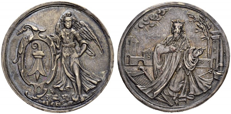 SCHWEIZ. BASEL. Medaillen. Silbermedaille o. J. (um 1635). Auf König David. 6.85...