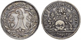 SCHWEIZ. BASEL. Medaillen. Silbermedaille o. J. (um 1640). Auf die Vergänglichkeit und die Pest. 4.14 g. Winterstein 104. Schweizer Medaillen 1156. Se...