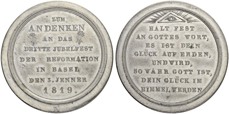 SCHWEIZ. BASEL. Medaillen. Zinnmedaille 1819. Auf das 3. Jubelfest der Reformati...