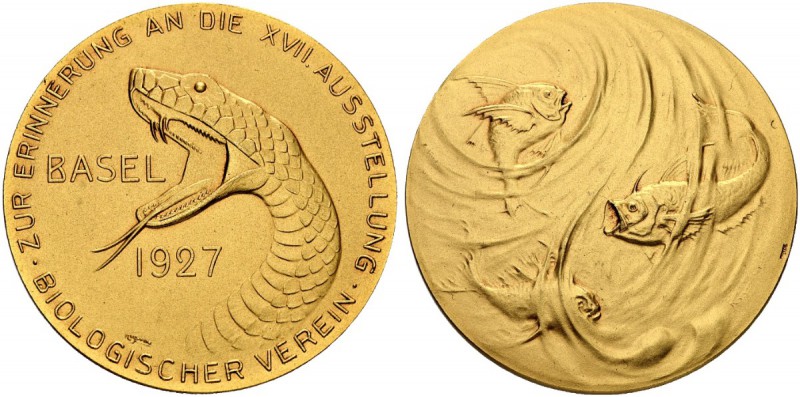 SCHWEIZ. BASEL. Medaillen. Vergoldete Weissmetall-Medaille 1927. Biologischer Ve...