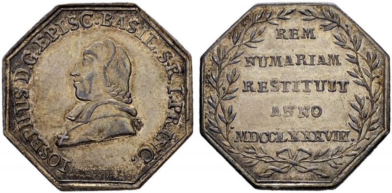 SCHWEIZ. BASEL. Bistum Basel. Joseph Sigismund von Roggenbach, 1782-1793. Silber...
