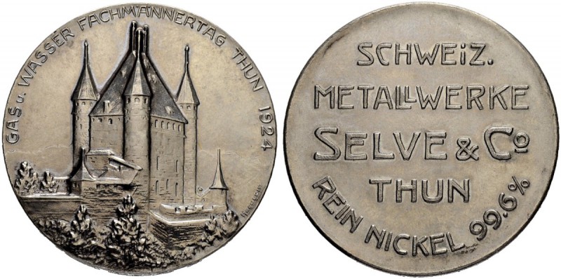 SCHWEIZ. BERN. Medaillen. Reinnickel-Medaille 1924. Thun. Gas und Wasser Fachmän...