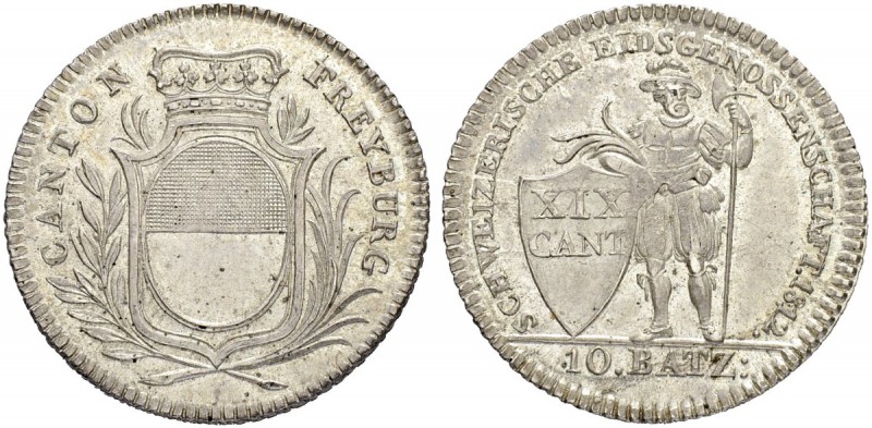 SCHWEIZ. FREIBURG / FRIBOURG. Stadt und Kanton. 10 Batzen 1812. 7.55 g. D.T.106....