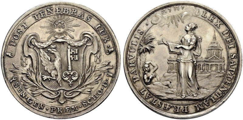 SCHWEIZ. GENF/GENÈVE. Medaillen. Schulprämie in Silber o. J. (um 1780). 30.96 g....