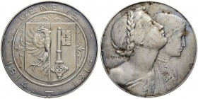 SCHWEIZ. GENF/GENÈVE. Medaillen. Silbermedaille 1914. Auf das 100-Jahrjubiläum des Eintritts in den Bund. 37.72 g. Schweizer Medaillen -. Selten / Rar...