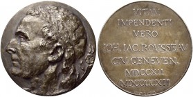 SCHWEIZ. GENF/GENÈVE. Medaillen. Silbermedaille 1912. Auf den 200. Geburtstag von Jean-Jacques Rousseau am 28. Juni. Stempel von R. de Niedernhäusern ...