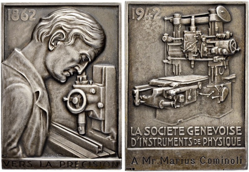SCHWEIZ. GENF/GENÈVE. Medaillen. Silberplakette 1942. Auf die 60-Jahrfeier der "...