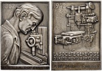 SCHWEIZ. GENF/GENÈVE. Medaillen. Silberplakette 1942. Auf die 60-Jahrfeier der "Société Genèvoise d'instruments de Physique". Stempel von Huguenin. Mi...